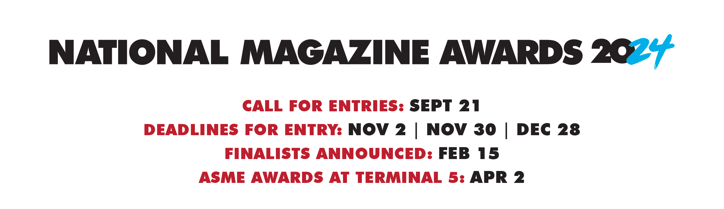 National Magazine Awards 2024 Timeline